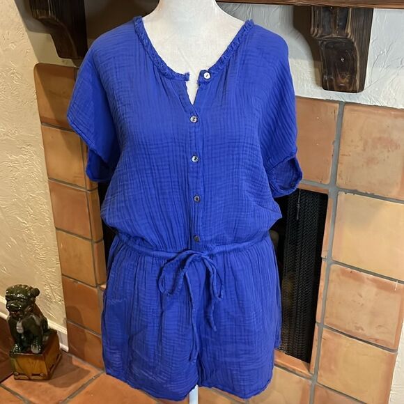 MICHAEL STARS Galaxy Blue Gauze Regina Romper, L! - Picture 1 of 11